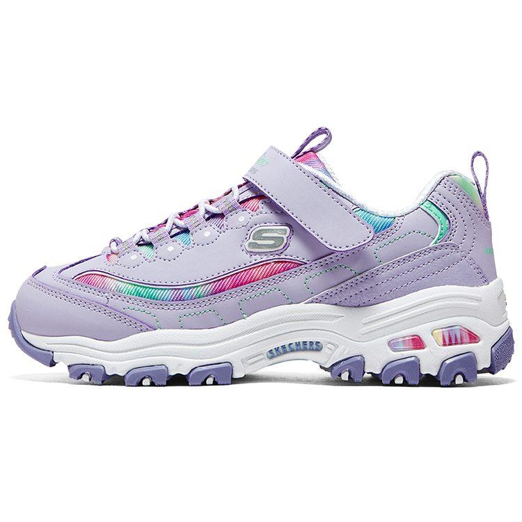 Skechers Girls Synthetic Leather, Textile Cushioning Abrasion Resistant Low top Kids Lifestyle Shoes Purple Kids' 303905L-LVMT