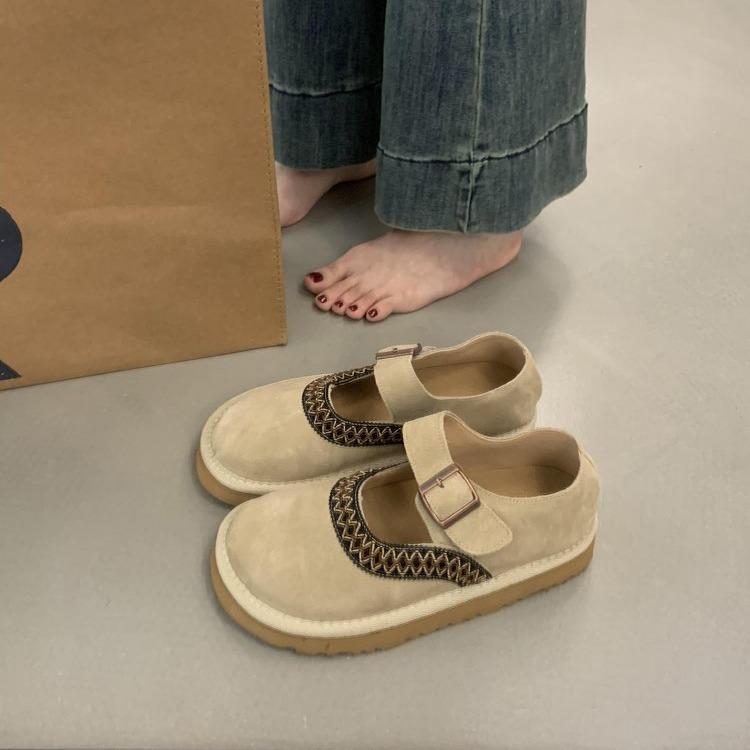 Vintage Fashionable and Comfortable Female Moriatic Literary Single Shoes Thick Bottom Ugly Cute Mary Jane Bean Lady Shoes