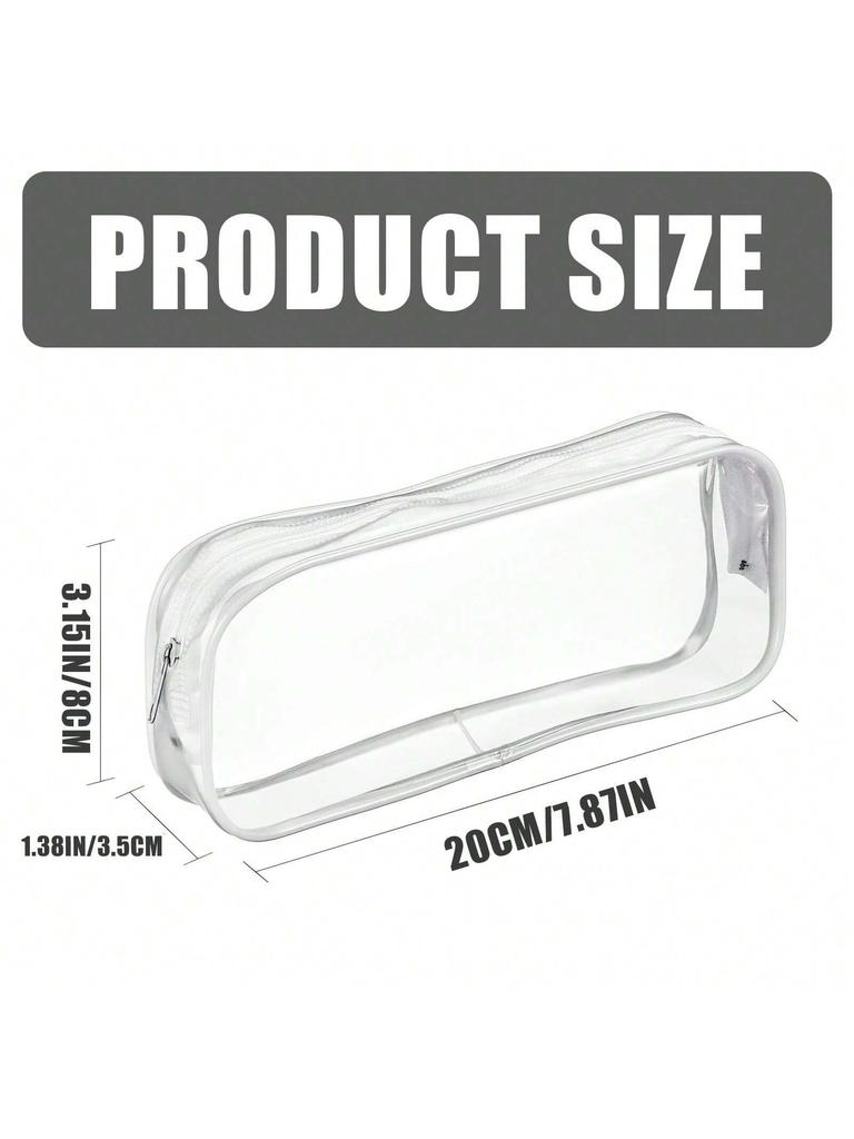 2 Stück Transparente PVC Reißverschluss Stifttasche Toilettenartikel Prüfungsstift Bleistifttasche Etui Reisegepäck Make-up Kosmetiktasche (Schwarz und weiß)