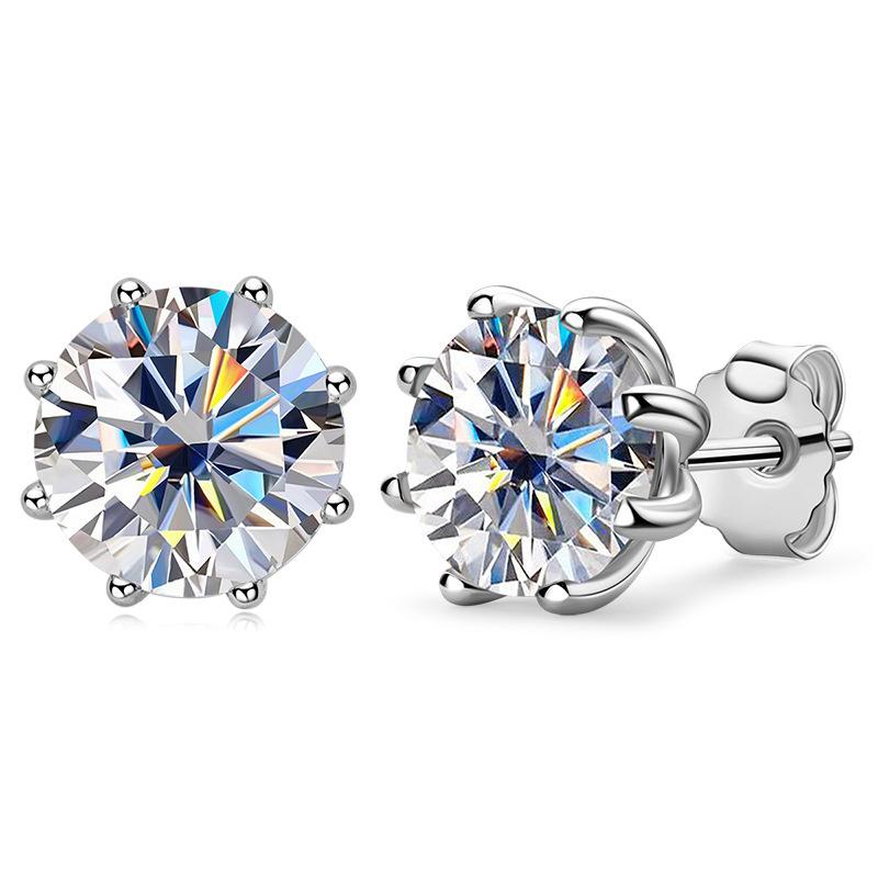 Joycejelly Real 2 Carat D Color Moissanite Stud Earrings For Women Top Quality 100% 925 Sterling Silver Wedding Jewelry Gift