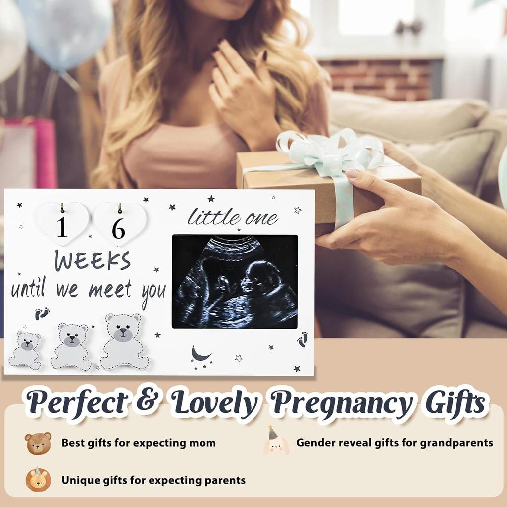 OurWarm Sonogram Picture Frame, Ultrasound Picture Frames with Baby Countdown Weeks, Baby Announcement, Birth Information, Expecting Mom Parents to