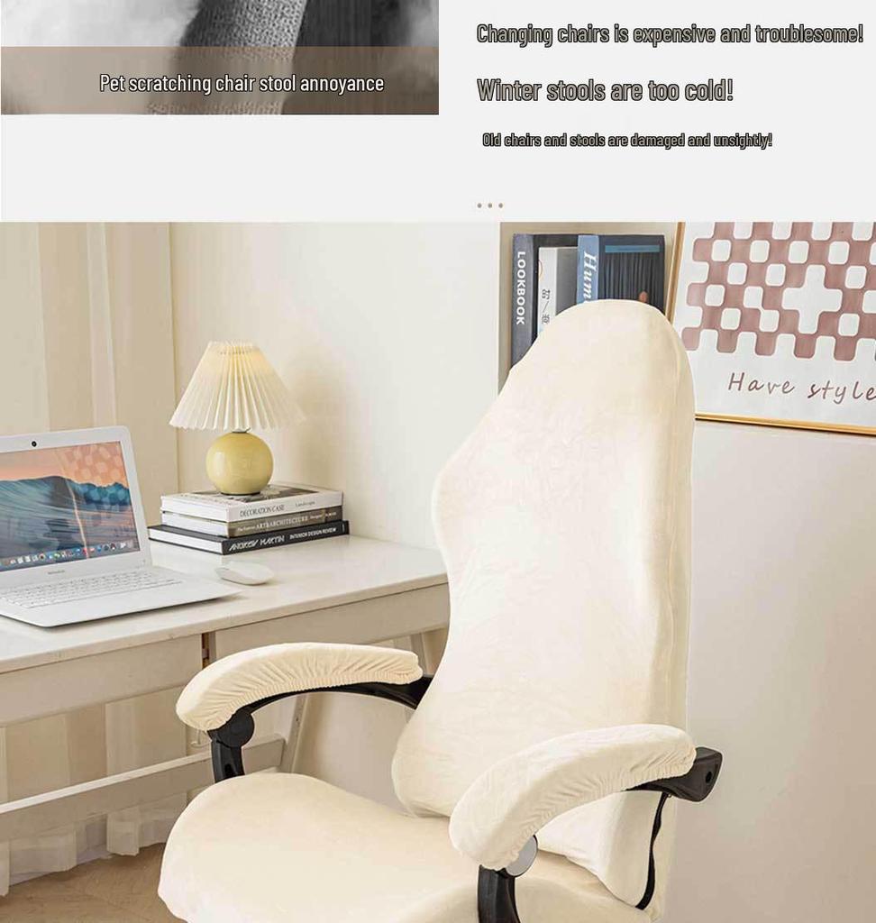 Funda para Silla Gaming de Terciopelo Zorro Plateado - Ajuste Elástico Universal para las Cuatro Estaciones con Protección para Reposabrazos