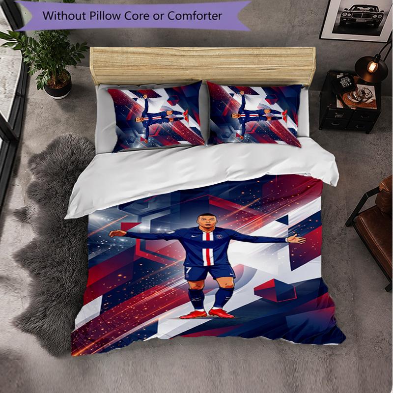 Biancheria da Letto a Tema Kylian Mbappe Set 3 Pezzi Copripiumino Biancheria da Letto Decorativa Per Camera da Teen Decorazione per la Casa