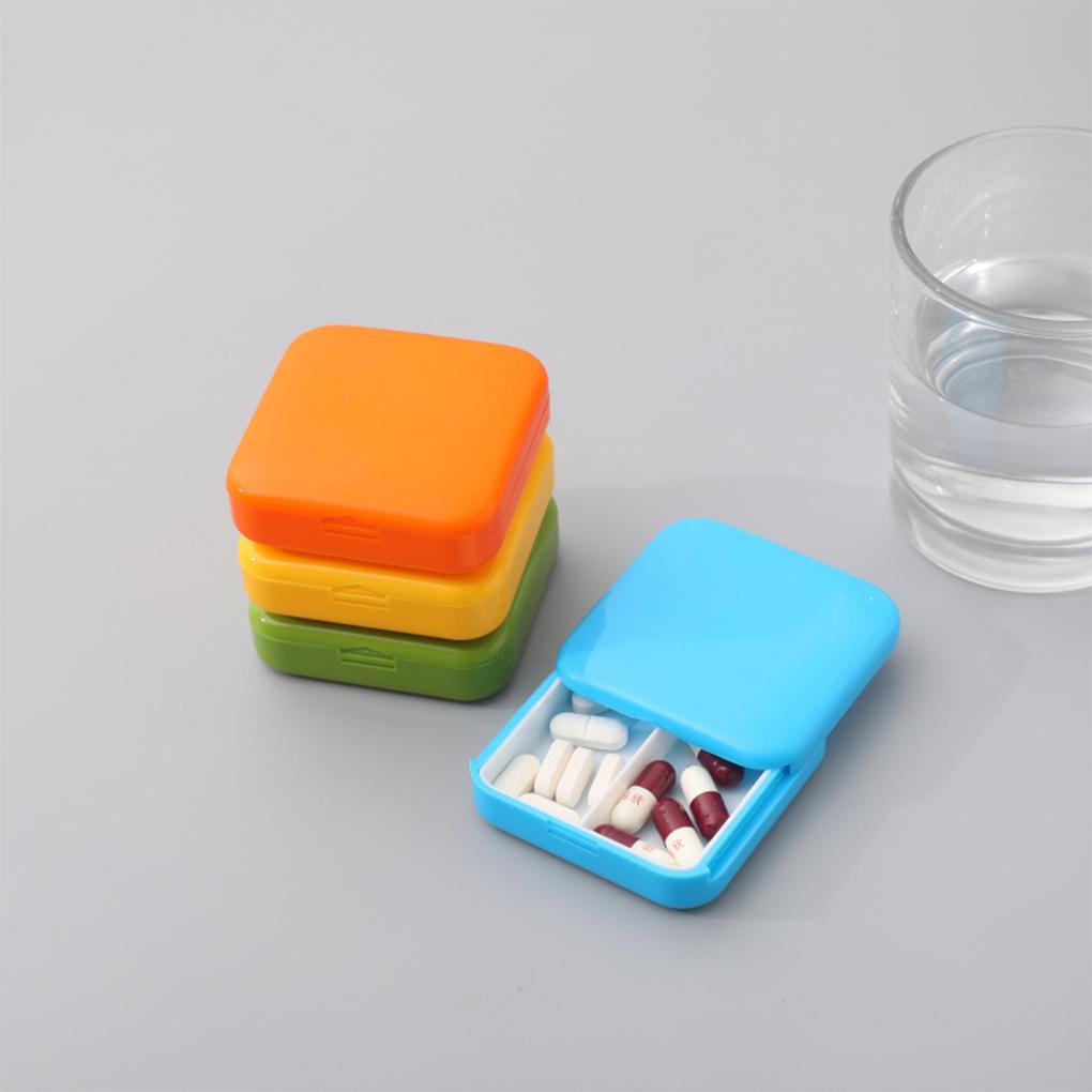 Pill Case 2 Grids Dust Proof Daily Pills Organizer Box Portable Container Dispenser Office Gym Accessories for Handbag