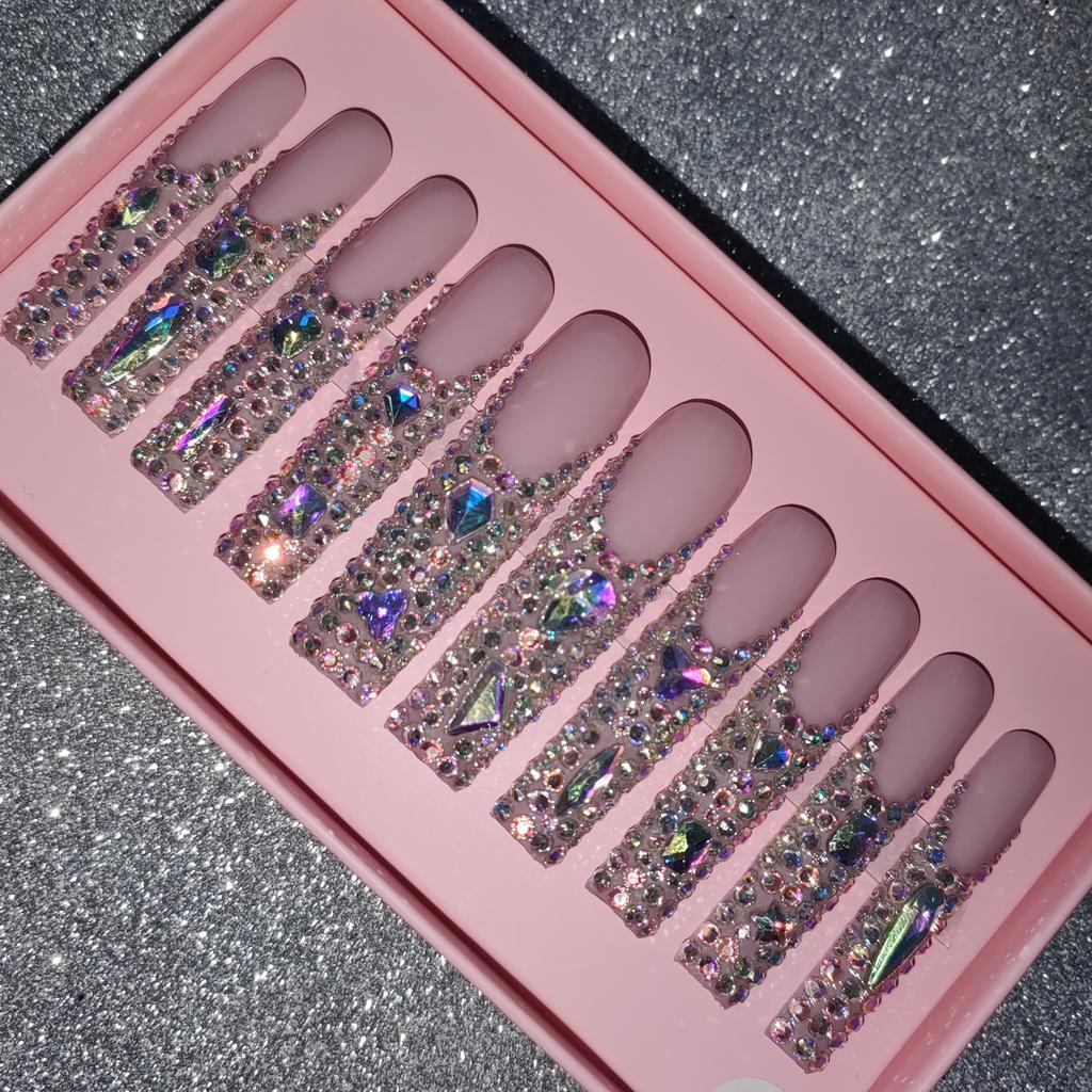 Thick and Hard Artificial Fingernails Square and Long Manicure False Nails with Glue Stickers Press on Nails
