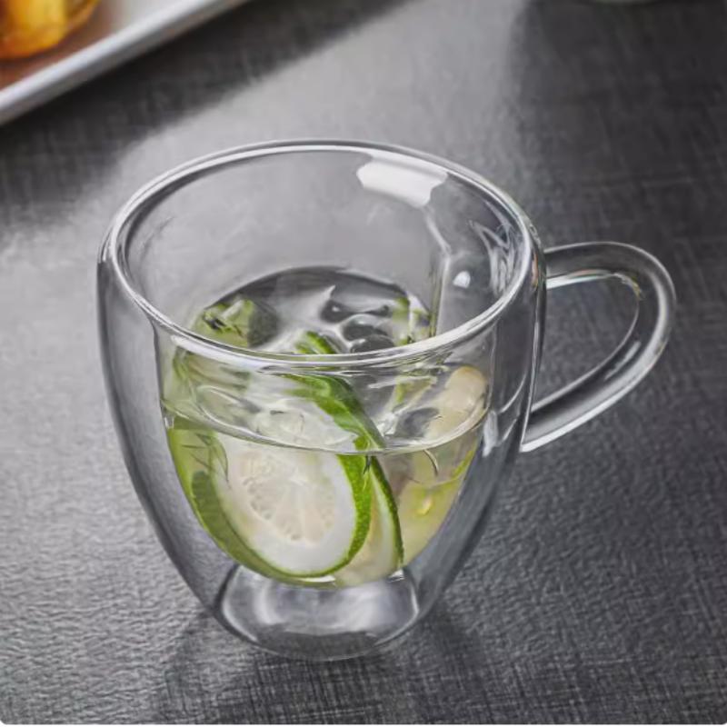 

240 мл Высокоборосиликатный стакан для пары на День святого Валентина с изоляцией и термостойкостью, двухслойный стеклянный стакан в форме сердца 280ml прозрачный