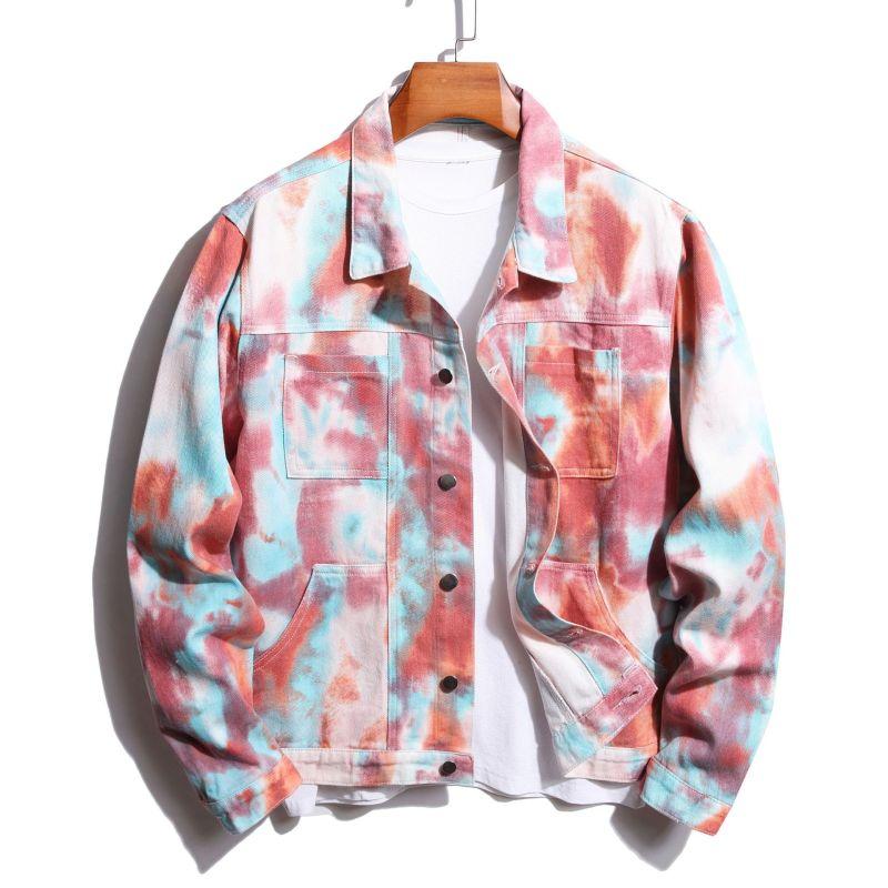 Men's Denim Jacket Printed Autumn Winter Jacket Multicolor Printed Pattern Men's Clothing