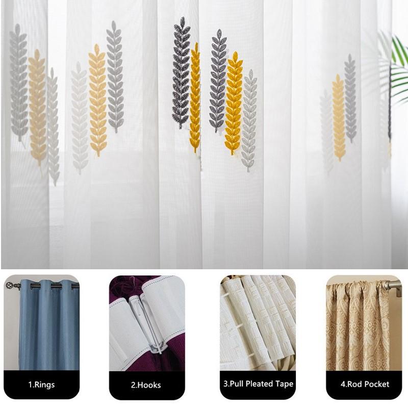 Embroidered Sheer Curtains Modern Gauze Curtain Yellow Living Room Blue Bedroom White Yarn Window Tulle Curtains