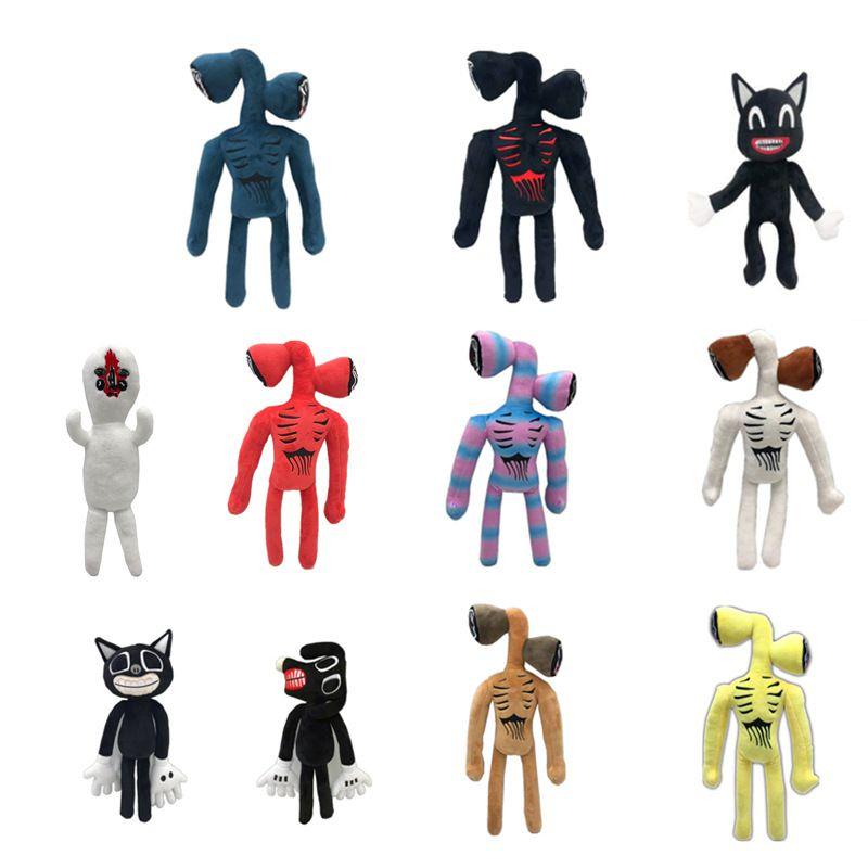 Siren Series Head Black Cat Plush Toy Big Mouth Horror Character Doll Stuffed