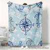 1pc Compass and Anchor Pattern Blanket Polyester Fabric Machine Washable Suitable for Bedroom and Living Room Décor
