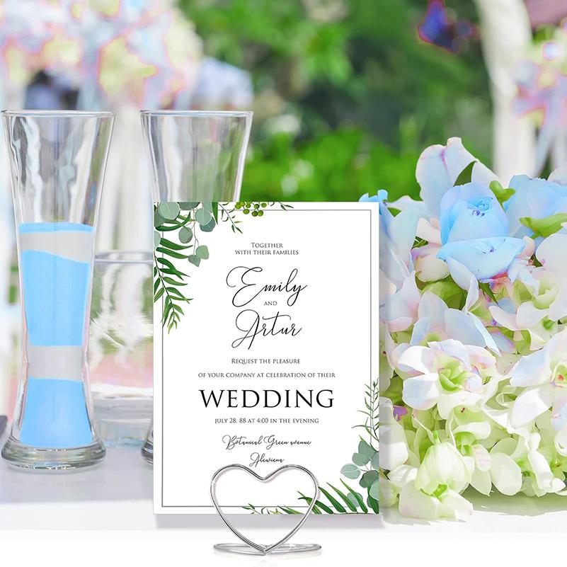 WTEMPO Wedding Place Card Holders for Table Heart Wedding Table Number Holders Mini Picture Photo Stands for Bridal Shower Party Vertical Label Holder