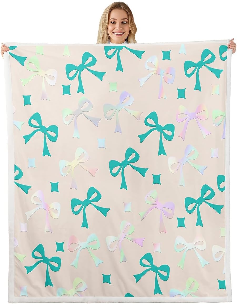 

GUOYU Blanket Bow Sherpa Throw Blanket for Couch Bowknot Super Soft Cozy Fleece Dreamy Princess Style Blanket for Winter Plush Throw Pink Bow 75x100cm (30x40inch)