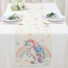 Unicorn Linen Table Runner Flag Birthday Party Decor Kids Girls Unicorn Wedding Birthday Party Favors Supplies Baby Shower Decor