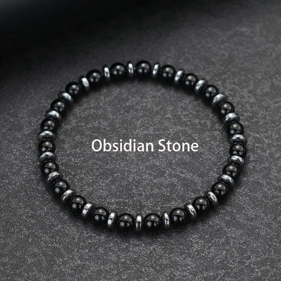 New Handmade Man Stone Bracelet With Birthstone 6mm Tiger Eyes Lava Hematite Healing Braslet Boyfriend Wrist Accessories Joias