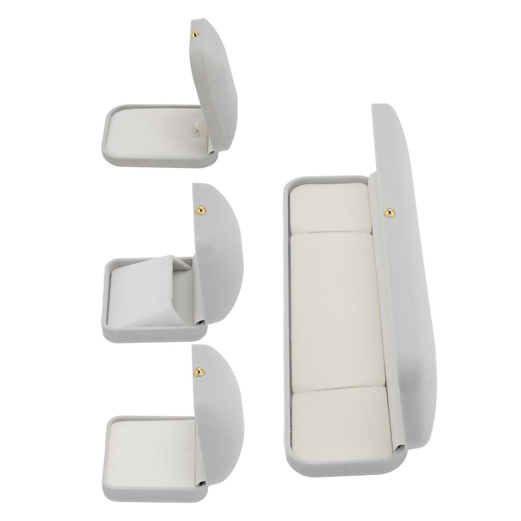 Jewelry Gift Box Cushioning Soft Lining Exquisite Lightweight Portable Small Jewelry Case Light Gray