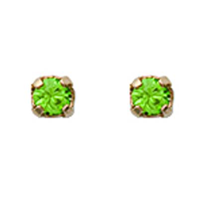 [L1134] - Golden Green 'Brillants' Gold Plated Earrings - 2 Mm