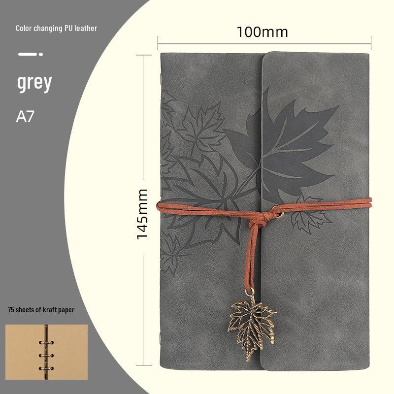 Maple Leaf Retro Loose-Leaf Notebook with Customizable Logo and Skin-Feel Cover