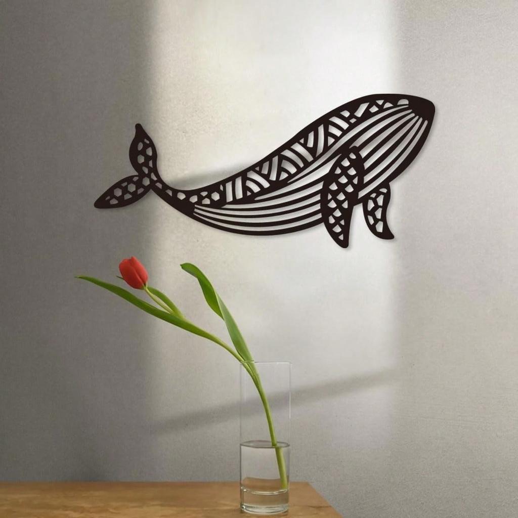 Creative 3D Whale Tail Metal Wall Art, Black Iron Sculpture Home Decor for Living Room, Hallway, Bedroom, Unique Gift Idea