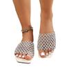 Summer new flat-bottomed mesh hollow color matching round head one-word women's large-size cool slippers