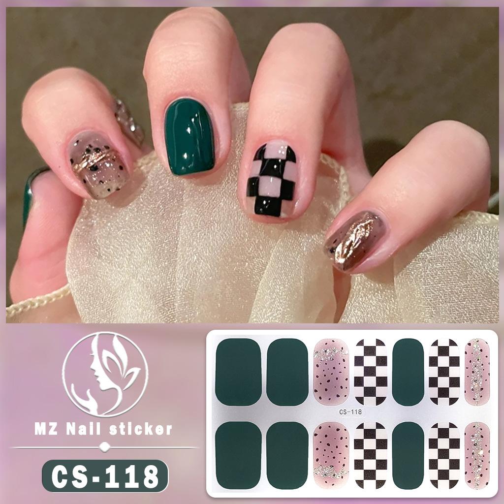 CS Waterproof No-Cure Gel Nail Wraps, Full Cover Contrast Color Tiger Head Pattern Nail Stickers, Nail Patch Films