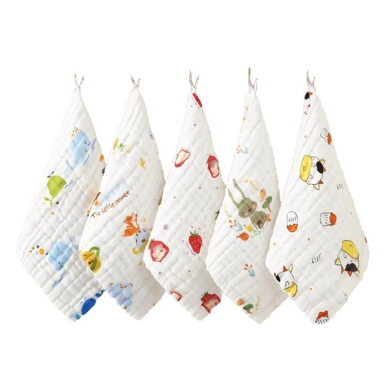 Baby square towel 6-layer cotton high-density seersucker face towel Baby saliva towel Super soft newborn baby saliva towel
