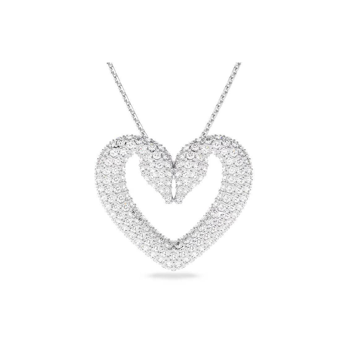 

Swarovski Sublima Large Heart Swan Necklace Women necklace Rhodium Crystal 5626176 Box (Random Color)