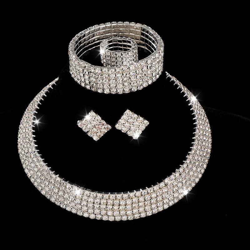 Fashion Jewelry Full Diamond Rhinestone Multi-layer Multi-row Collar Bridal Crystal Collar Short Collar Necklace