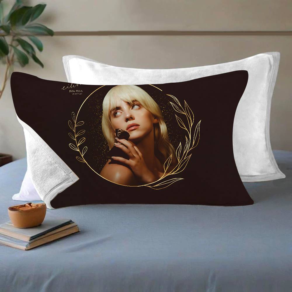 B-BillieS Singer E-EilishS Quick-Dry Polyester Pillowcase For Adult Women, Anti-Oil, Non-Slip, Sweat-Absorbent, Home Use