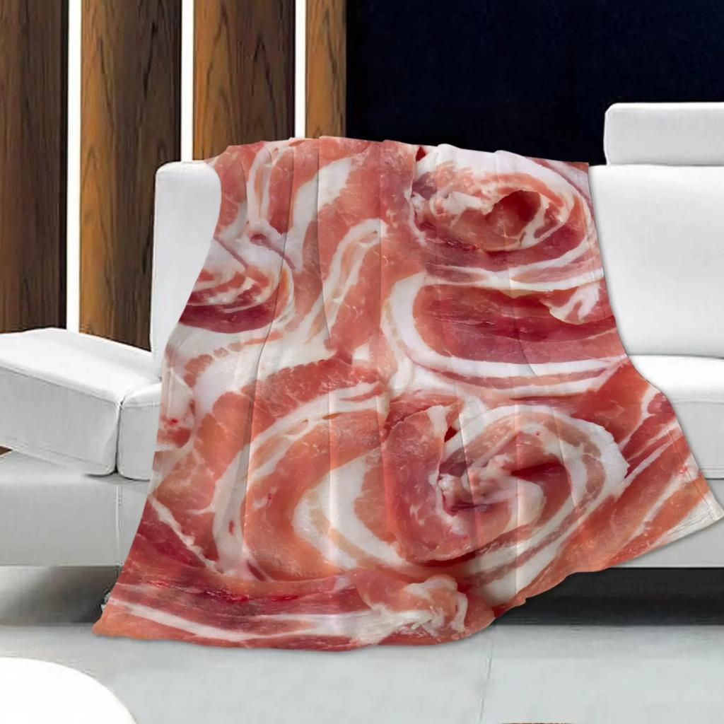 Bacon Throw Blanket Soft Warm Flannel Couch Cover For Men Women Funny Food Gift Home Textile