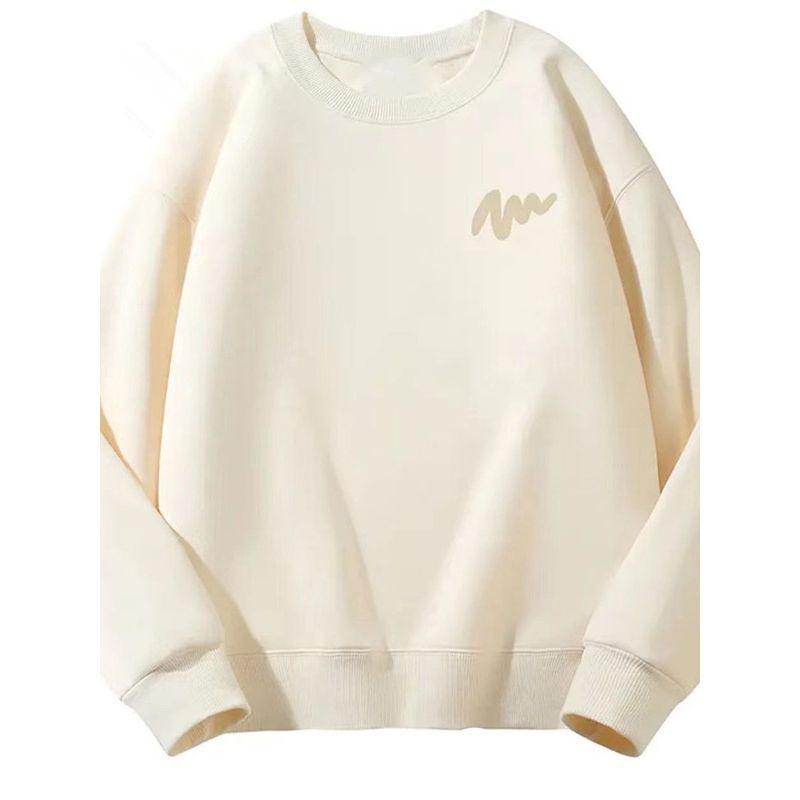 Brand Simple Round-Neck Sweatshirt for Men and Women, Spring and Autumn Style, Fleece-Lined, Loose and Versatile, Men's Top, Trendy Men's Clothing