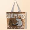Large Capacity Women's Canvas Tote - Handheld & Shoulder Bag, Cartoon Embroidery Fashion, Perfect for Shopping or Student Use.