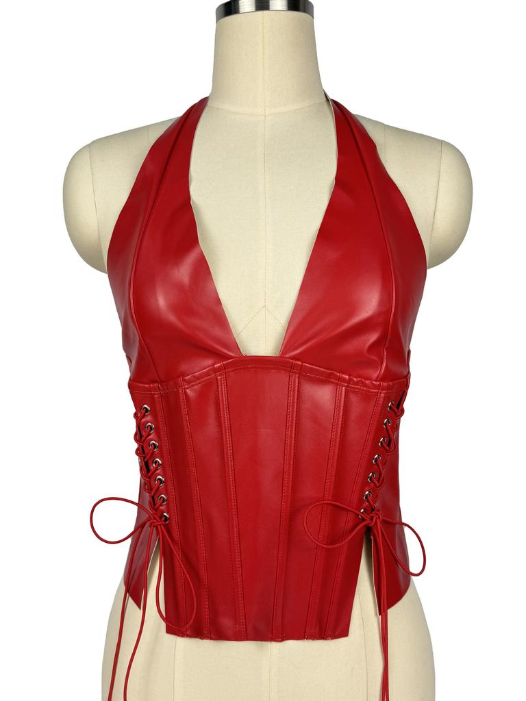 PU-Leder Spice Girl Nackenweste Spice Girl Träger Taillen-Halstuch sexy und dünne Textur Nischen-Träger