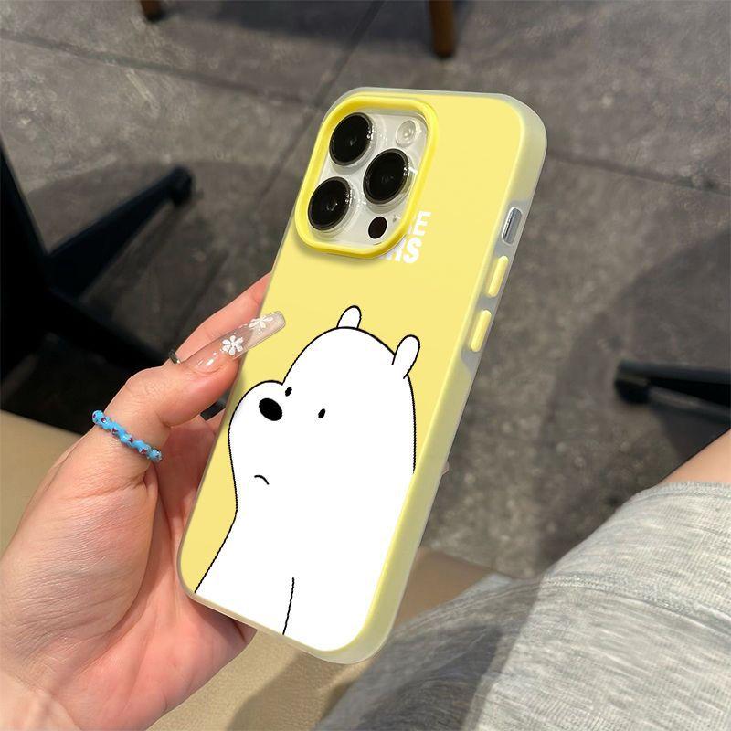 Simple White Bear Suitable for Apple 16/17promax Mobile Phone Case iPhone15 Skin Matte 14 Jelly Air Case