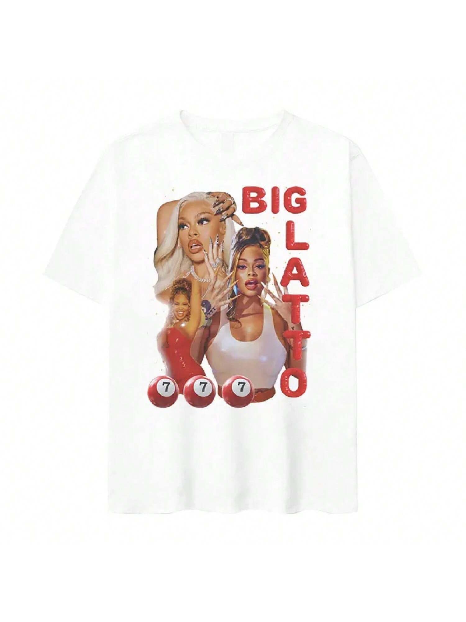 

Rap Singer Latte Print Pattern T-Shirtwomen s Retro High-Quality Fashion T-Shirt Hip-Hop Oversized Tshirtstreet Wear XXXXXL чорний