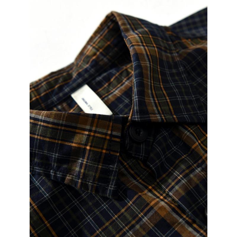 Men's Plaid Long Sleeve Button Up Shirt Casual Loose Fit Pocket Design Fashion Top for Daily Wear