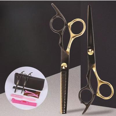 6 Zoll schwarz-gold Friseurschere Haushaltsschere Flachschere Feinzahnschere Friseurzubehör
