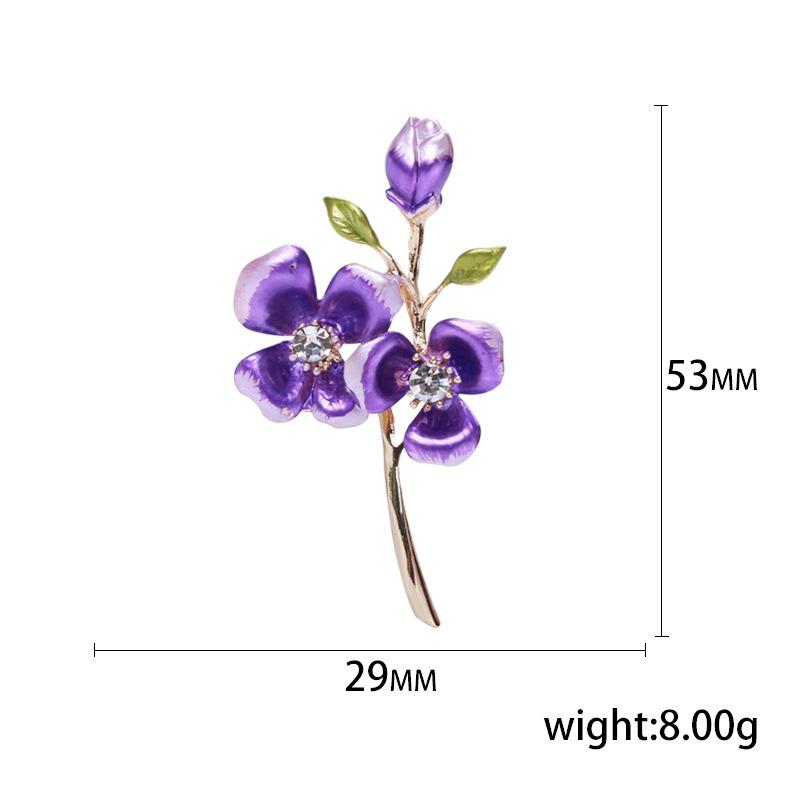 Creative Retro Enamel 3 Colors Plum Brooches Pin Alloy Dripping Oil Collar Flower Brooch Woman Mothers Day Gift