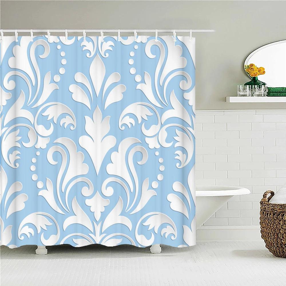 High Quality Washable Fabric Bathroom Curtains 3D Printing Shower Curtain Polyester Bath Screens Home Decoration With 12 Hooks