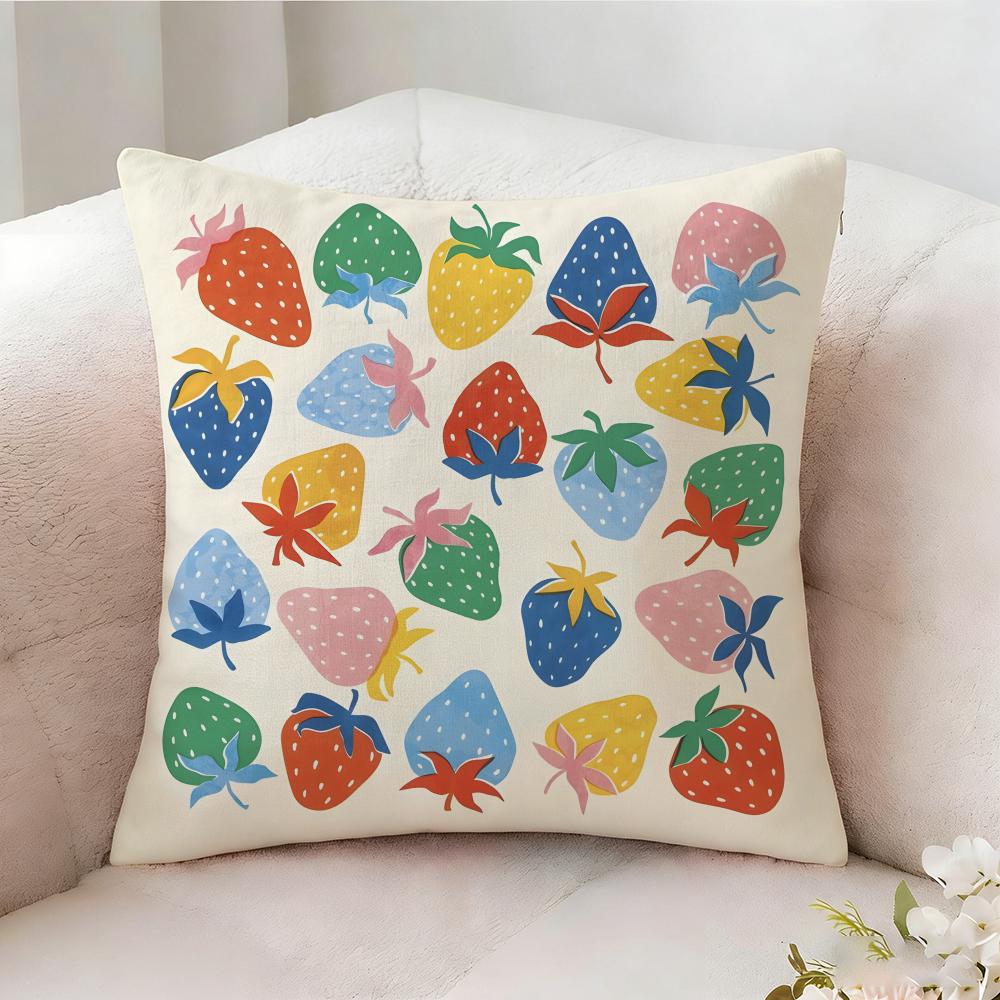 Strawberries Cute Food Pillow Case Pillowcase Doublesided Printed Sofa Cushion Bedroom Headboard Pillow