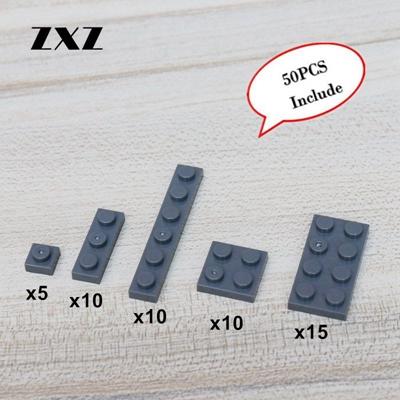 

50PCS Plastic Building Blocks Construction Kid s Toys Plate 1 x 1 1 x 3 1 x 6 2 x 2 2 x 4 Mixed Bulk Small Assemble Particles темно серый