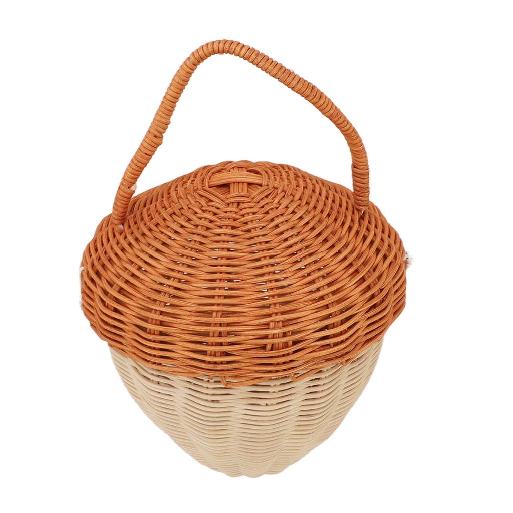 Rattan Storage Basket Mushroom Shape Decorative Woven Fruit Basket Wall Hanging Storage Basket with Lid Photo Prop Room