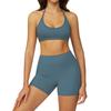 JYL Quick Dry Brushed Yoga Set Hollow Back High Waist Outfit
