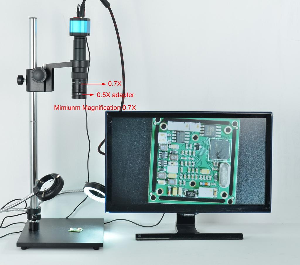 HAYEAR Adjustable 180X Magnification Zoom 25mm Lens Industry Adapter Microscope Camera Eyepiece Magnifier C-Mount 4.5X