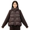 Knitted sleeves thickened down cotton clothes short splicing jackets women's wool stand-up collar zipper winter new cotton clothes