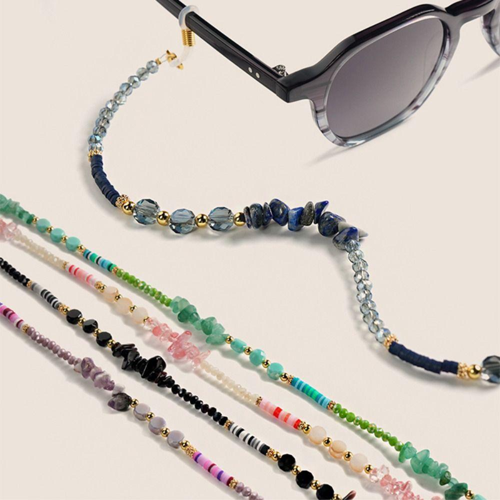 Crystal Eyeglass Holder Necklace Colorful Eyeglass Lanyard Beads Glasses Chain  Women Accessories