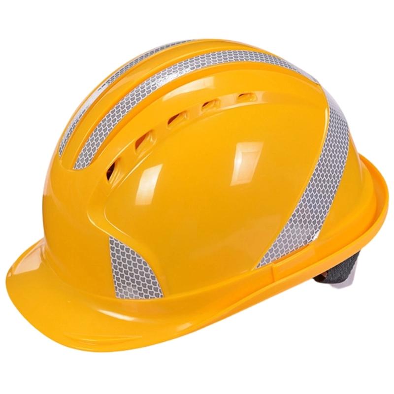 Reflective Safety Hard Hat With Adjustable Strap For Construction Workers And Night Cyclists Practical ABS Plastic