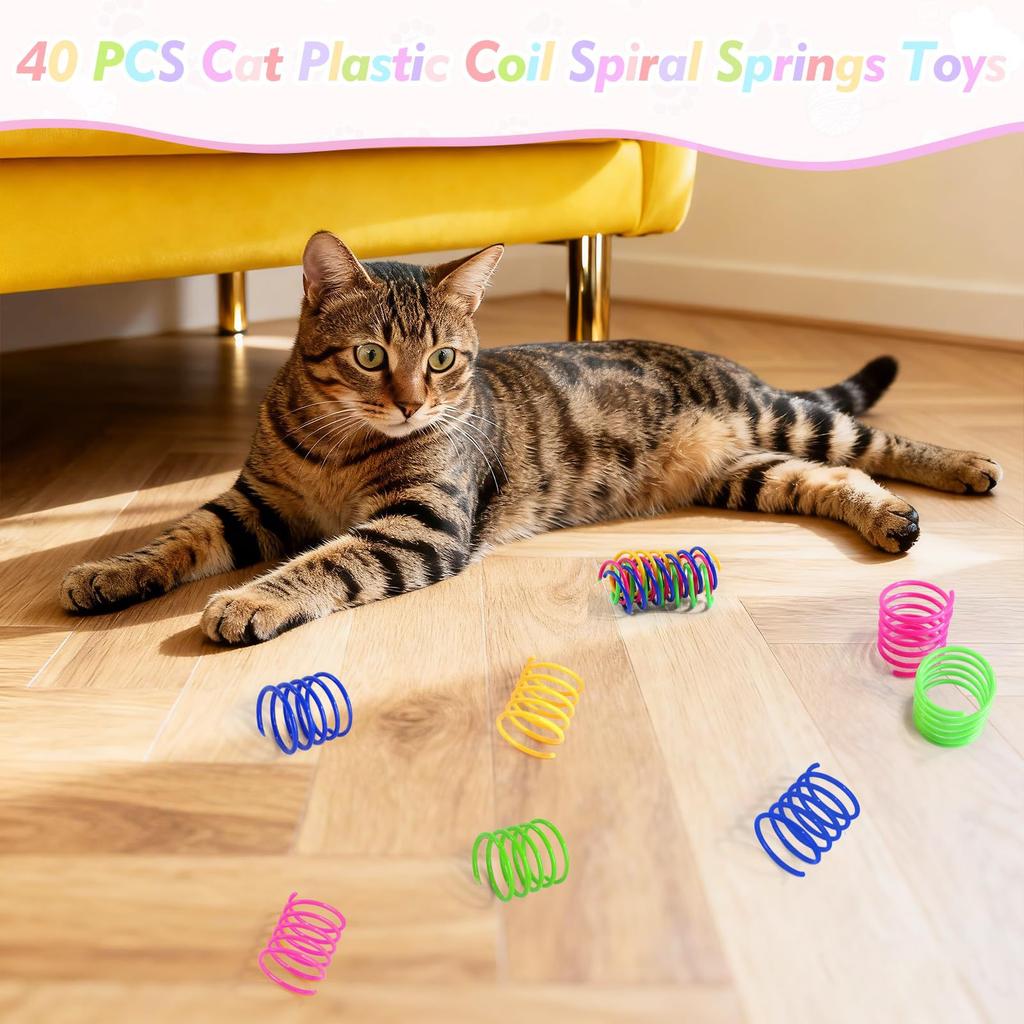4 Piece Pet Spring Toy, Colorful Interactive Spring Toys For Cats To Chew And Enjoy