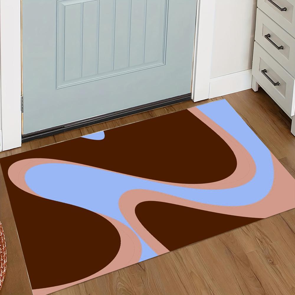 AbstractSwirl Doormat Non Slip Water Absorbent Entrance Floor Mat Modern Geometric Front Door Rug Room Decor