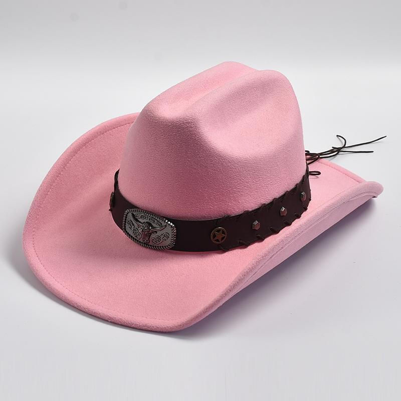 Western Cowboy Hat for Men Women Vintage Wide Brim Cowgirl Felt Hat Cloche Church Sombrero Hombre Caps