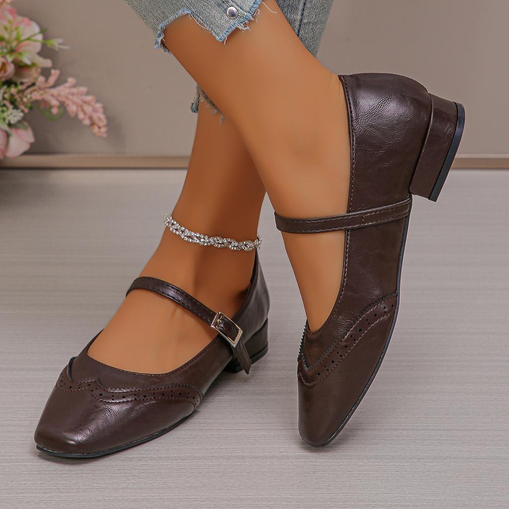 Fashion Plus Size 43 Mary Janes Shoes Woman Spring 2025 Square Toe Ankle Strap Ballet Flats Women Comfortable Ladies Casual Single Shoes